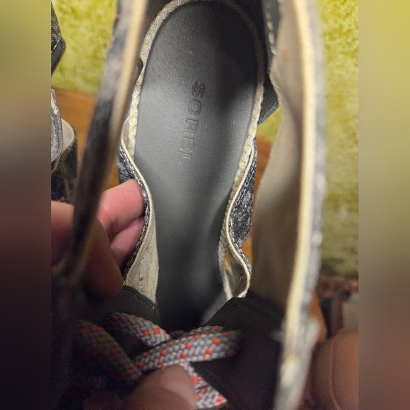 Sorel "Joanie" Gray Lace Up Leather/Canvas Wedge Sandals - Picture 8 of 10